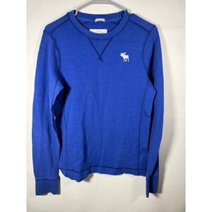 Abercrombie Fitch Mens Blue Thermal Long Sleeve Crewneck Shirt Size M‎